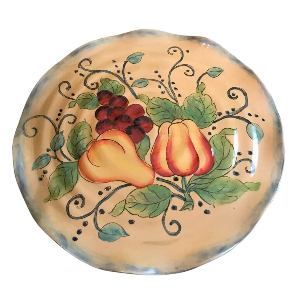 Golden Harvest Scalloped Edge 10.5 Inch Plate Grapes Squash Vines